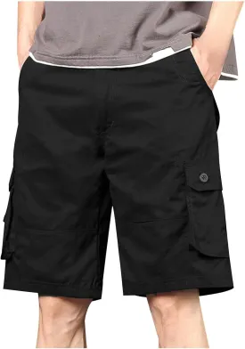 Cargo Shorts for Men Summer Casual Cotton Bermuda Work Hiking Shorts Knee Length Stretchy Short Pants Multi Pockets