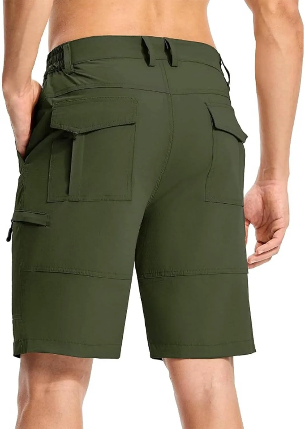 Cargo Shorts for Men Summer Casual Knee Length Water Resistant Work Fishing Hiking Shorts Elastic Waist Short Pants