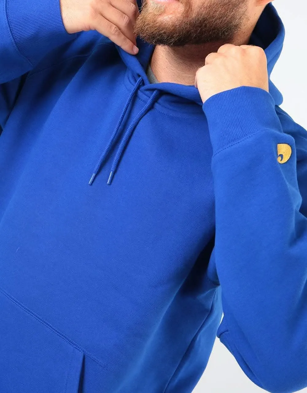 Carhartt WIP Hooded Chase Sweatshirt - Thunder Blue/Gold
