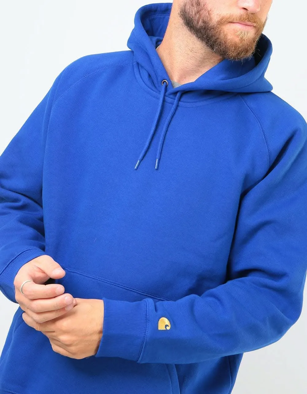Carhartt WIP Hooded Chase Sweatshirt - Thunder Blue/Gold