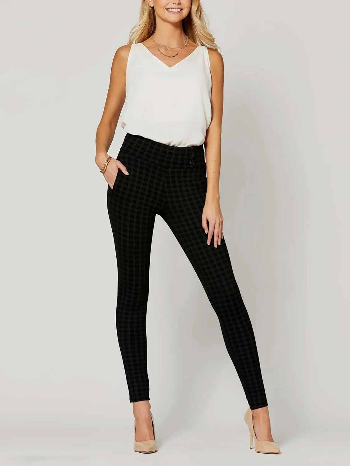Conceited Stretch Slacks for Women - Wear to Work - Tummy Control - Slim Leg - Pockets - Ponte - (Available in Plus Size)