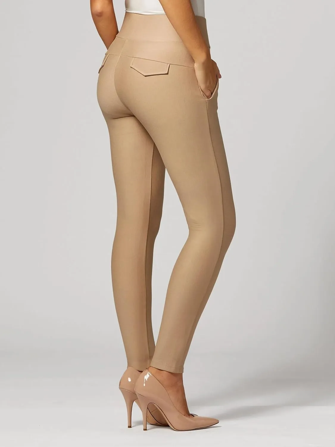 Conceited Stretch Slacks for Women - Wear to Work - Tummy Control - Slim Leg - Pockets - Ponte - (Available in Plus Size)