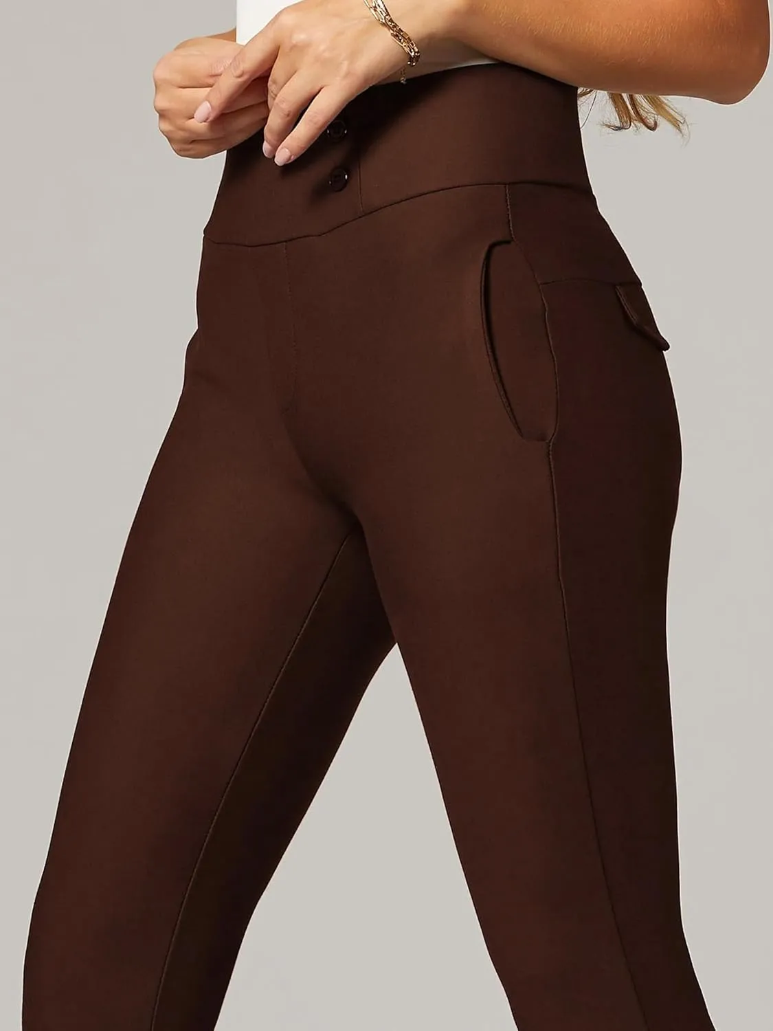 Conceited Stretch Slacks for Women - Wear to Work - Tummy Control - Slim Leg - Pockets - Ponte - (Available in Plus Size)