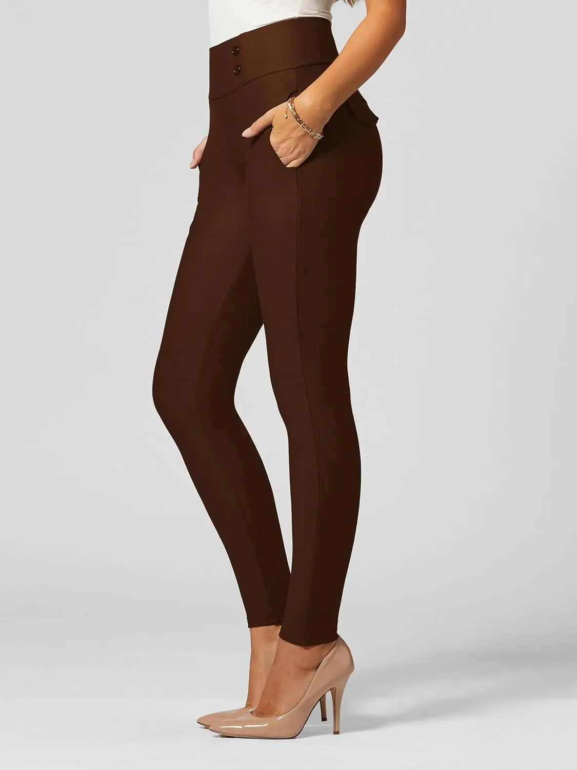 Conceited Stretch Slacks for Women - Wear to Work - Tummy Control - Slim Leg - Pockets - Ponte - (Available in Plus Size)