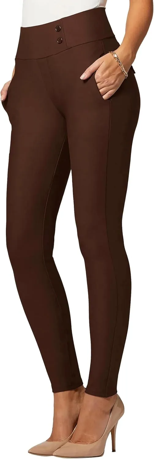 Conceited Stretch Slacks for Women - Wear to Work - Tummy Control - Slim Leg - Pockets - Ponte - (Available in Plus Size)