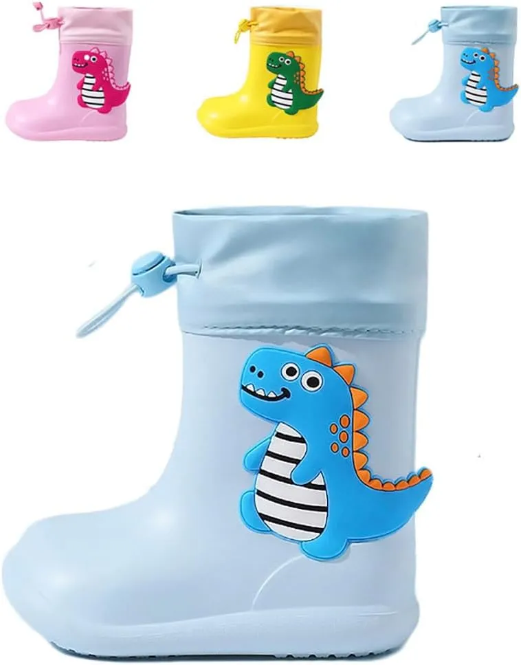 Drecage Kids Rain Boots Waterproof Lightweight EVA Rain Shoes for Toddler Girls Boys, with Elastic Cuff Ankle and Non-Slip Sole