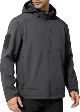 FREE SOLDIER Men's Lightweight Softshell Jacket Winter Fleece Lined Hooded Rain Waterproof Hiking Outdoor Jackets