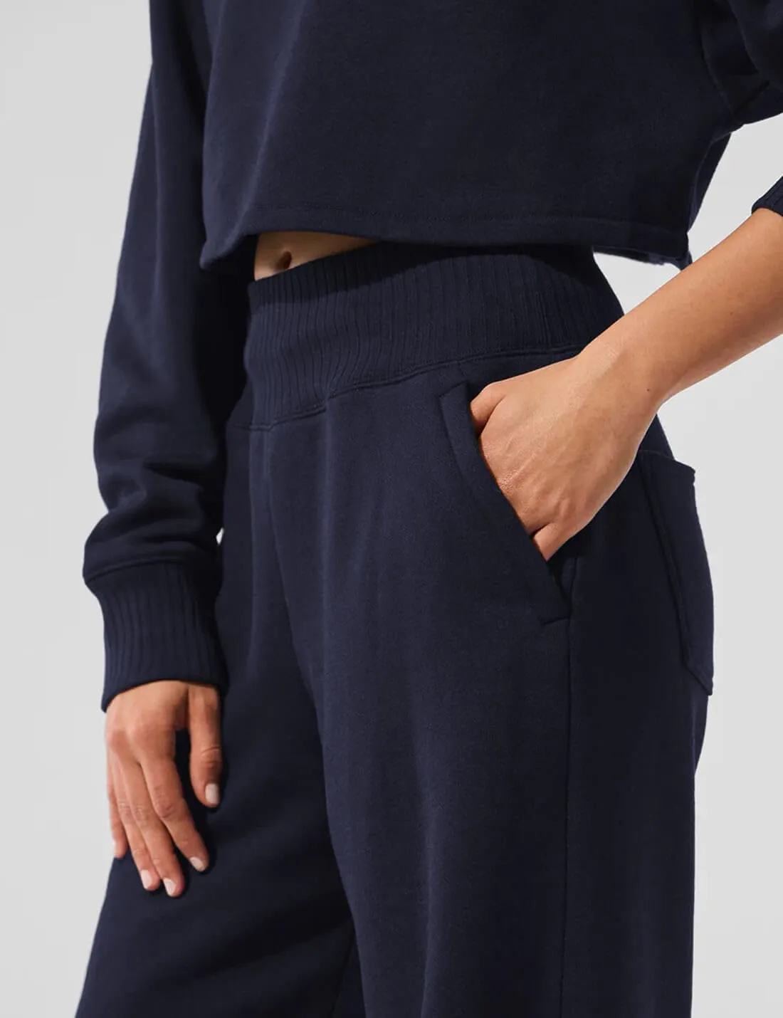 HeSaYep Womens Wide Leg Sweatpants 2025 Ribbed High Waist Straight Leg Baggy Sweat Pants with 4 Pockets