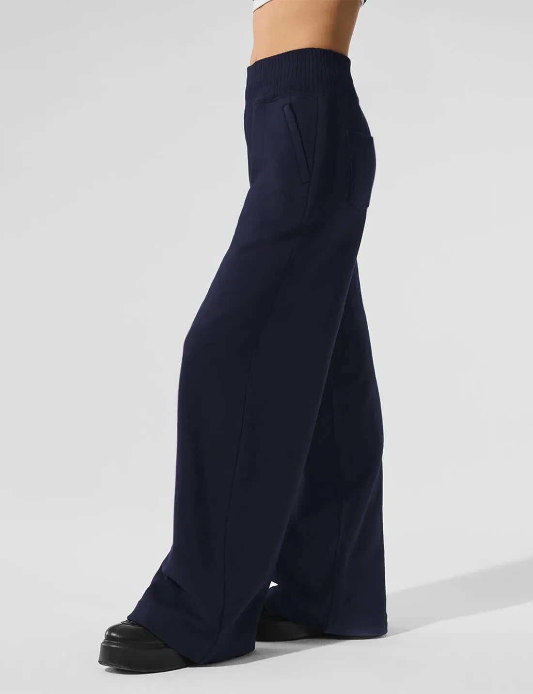 HeSaYep Womens Wide Leg Sweatpants 2025 Ribbed High Waist Straight Leg Baggy Sweat Pants with 4 Pockets