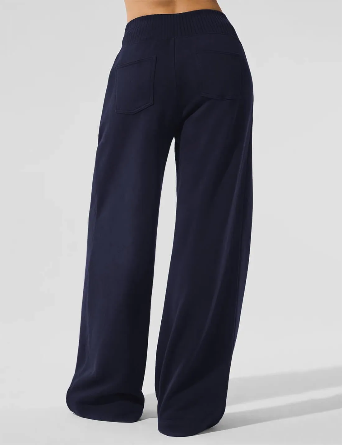HeSaYep Womens Wide Leg Sweatpants 2025 Ribbed High Waist Straight Leg Baggy Sweat Pants with 4 Pockets