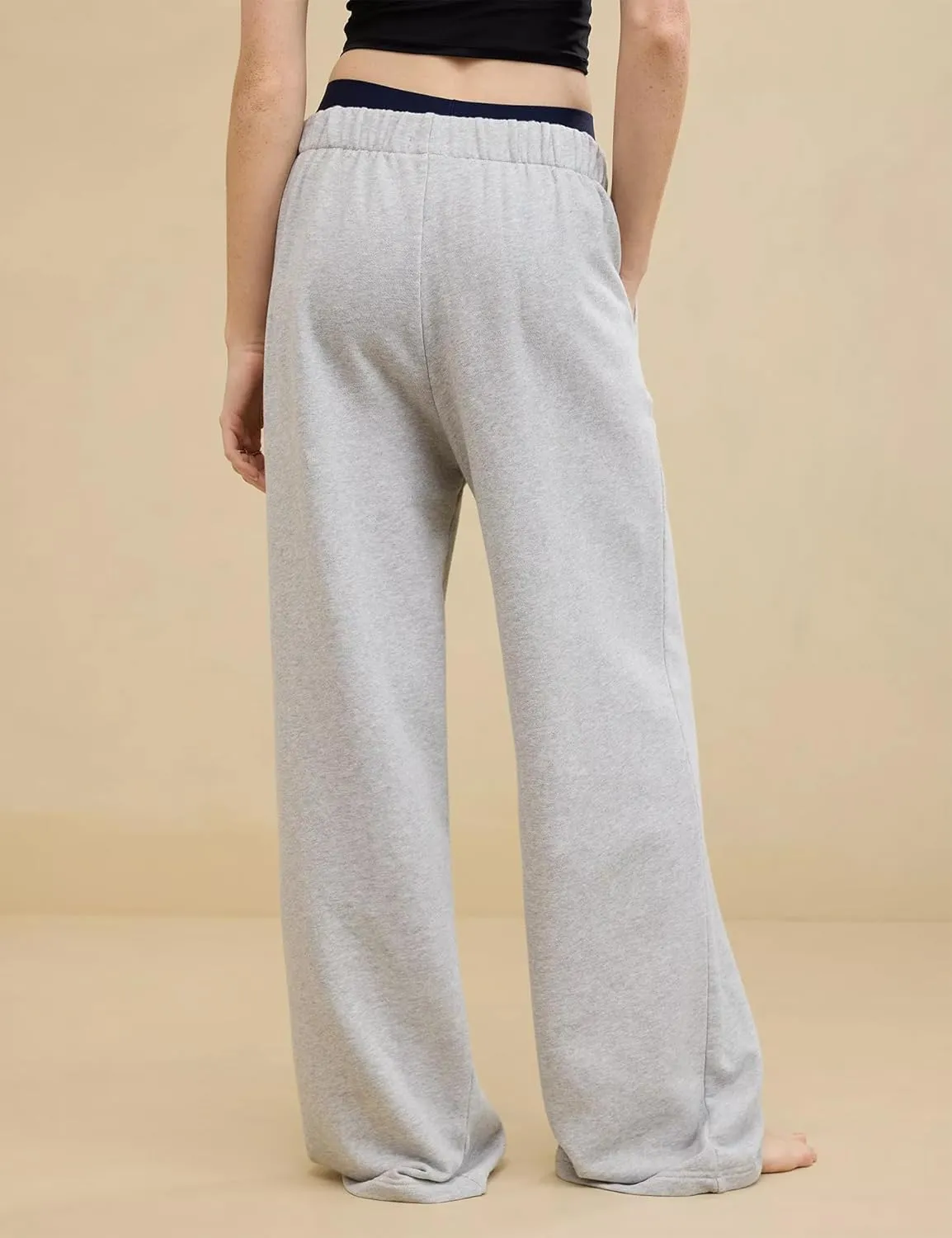 HeSaYep Women's Wide Leg Sweatpants Baggy Straight Leg Sweat Pants Elastic High Waisted Loose Pants with Pockets