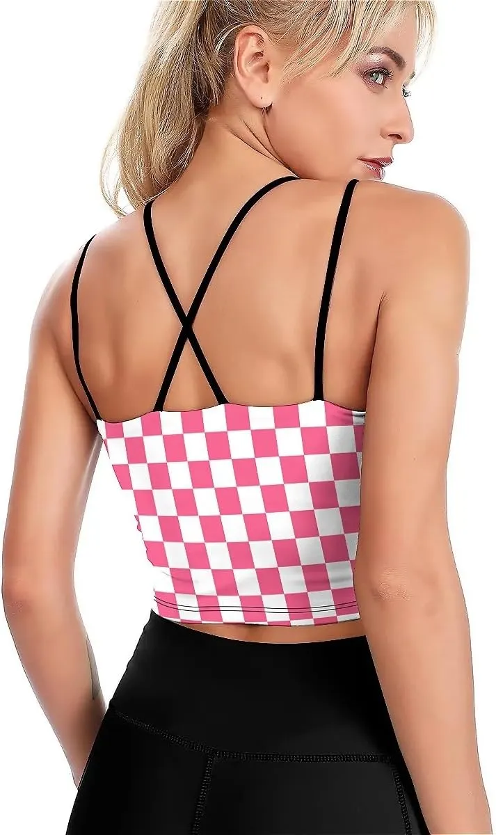 High Impact Sports Bras for Women Longline Padded Workout Running Crop Tops Support Yoga Tank Top