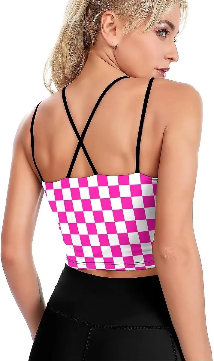 High Impact Sports Bras for Women Longline Padded Workout Running Crop Tops Support Yoga Tank Top