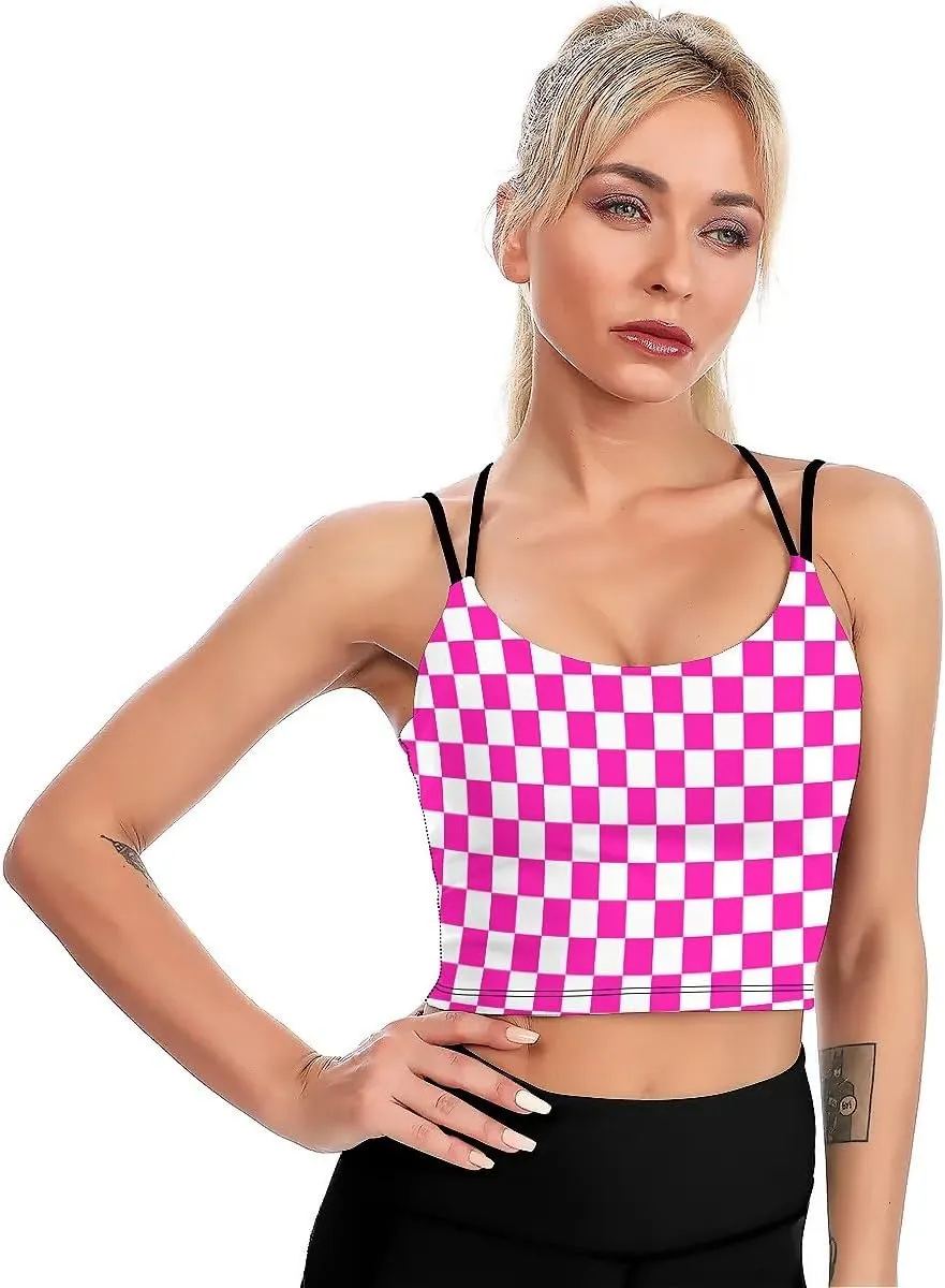 High Impact Sports Bras for Women Longline Padded Workout Running Crop Tops Support Yoga Tank Top