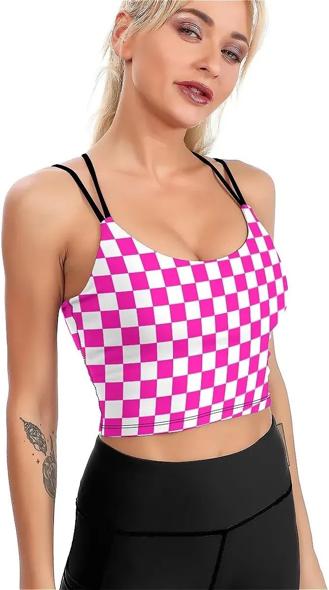 High Impact Sports Bras for Women Longline Padded Workout Running Crop Tops Support Yoga Tank Top