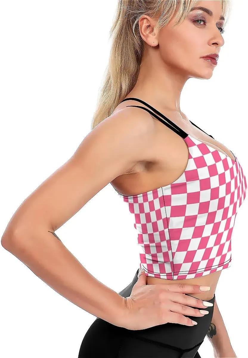 High Impact Sports Bras for Women Longline Padded Workout Running Crop Tops Support Yoga Tank Top