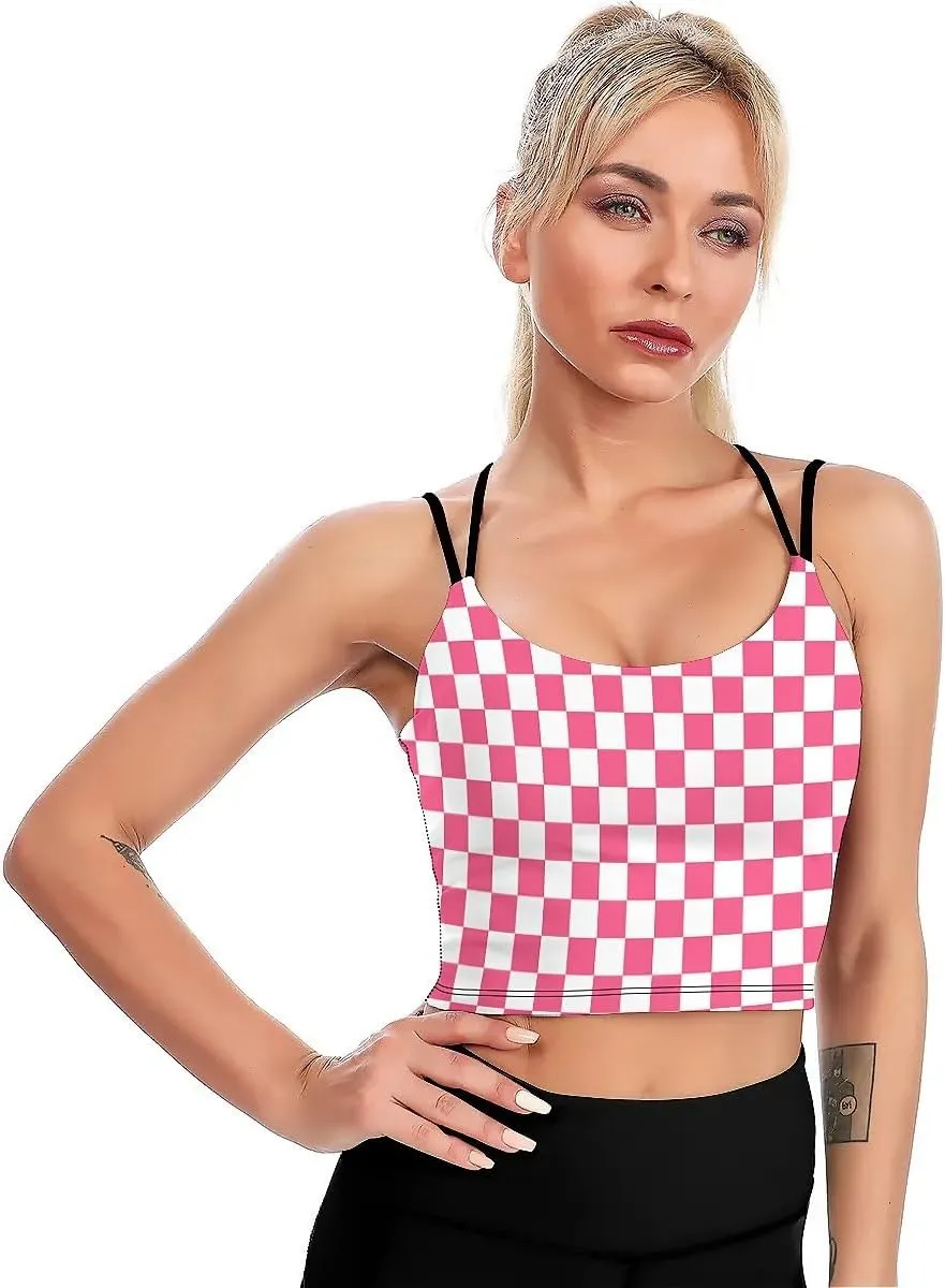 High Impact Sports Bras for Women Longline Padded Workout Running Crop Tops Support Yoga Tank Top