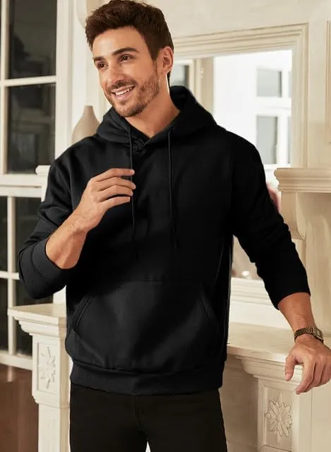 JMIERR Mens Casual Cotton Hooded Collar Drawstring Hoodies Pullover Sweatshirts Casual Long Sleeve Shirts