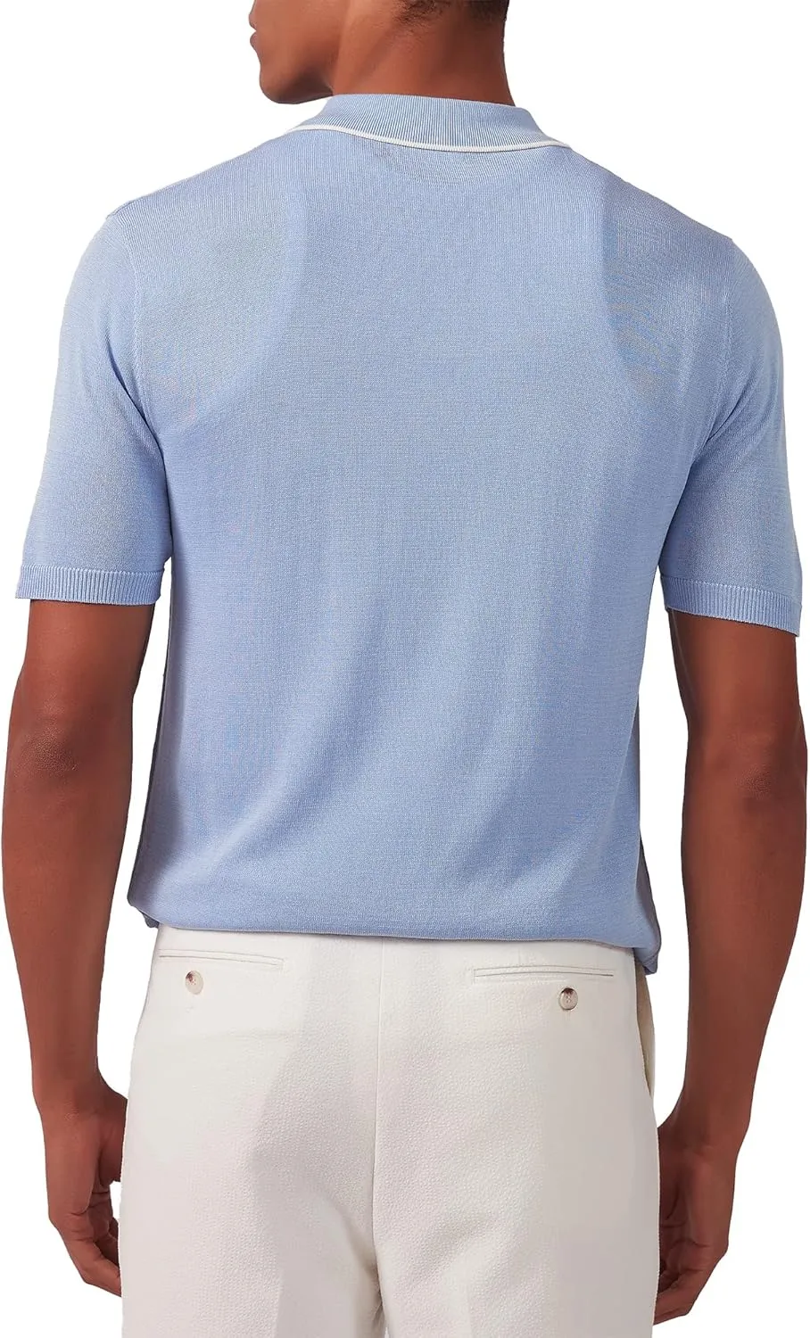 Kallspin Men's Vintage Knitted Polo Shirt Short Sleeve Solid Collared Golf Shirts with Button