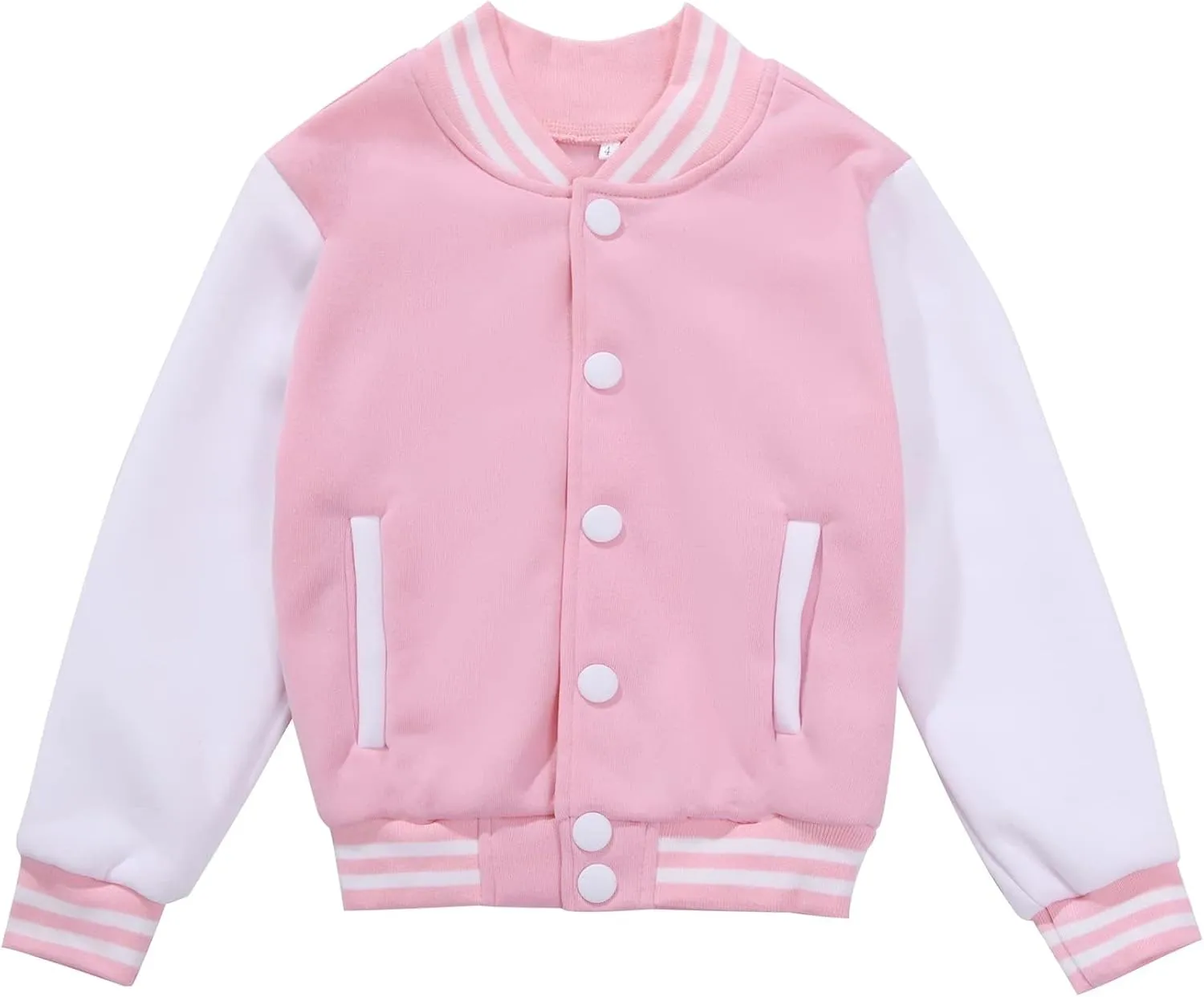 Kids Baseball Jackets Boys Girls Fit Varsity Jacket Casual Lightweight Plain Button Cardigan School Coat