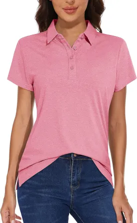 MAGCOMSEN Women's Golf Polo T-Shirts Short Sleeve UPF 50  Quick Dry Polo Collared Shirts Lightweight Athletic Sports Shirt