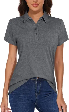 MAGCOMSEN Women's Golf Polo T-Shirts Short Sleeve UPF 50  Quick Dry Polo Collared Shirts Lightweight Athletic Sports Shirt
