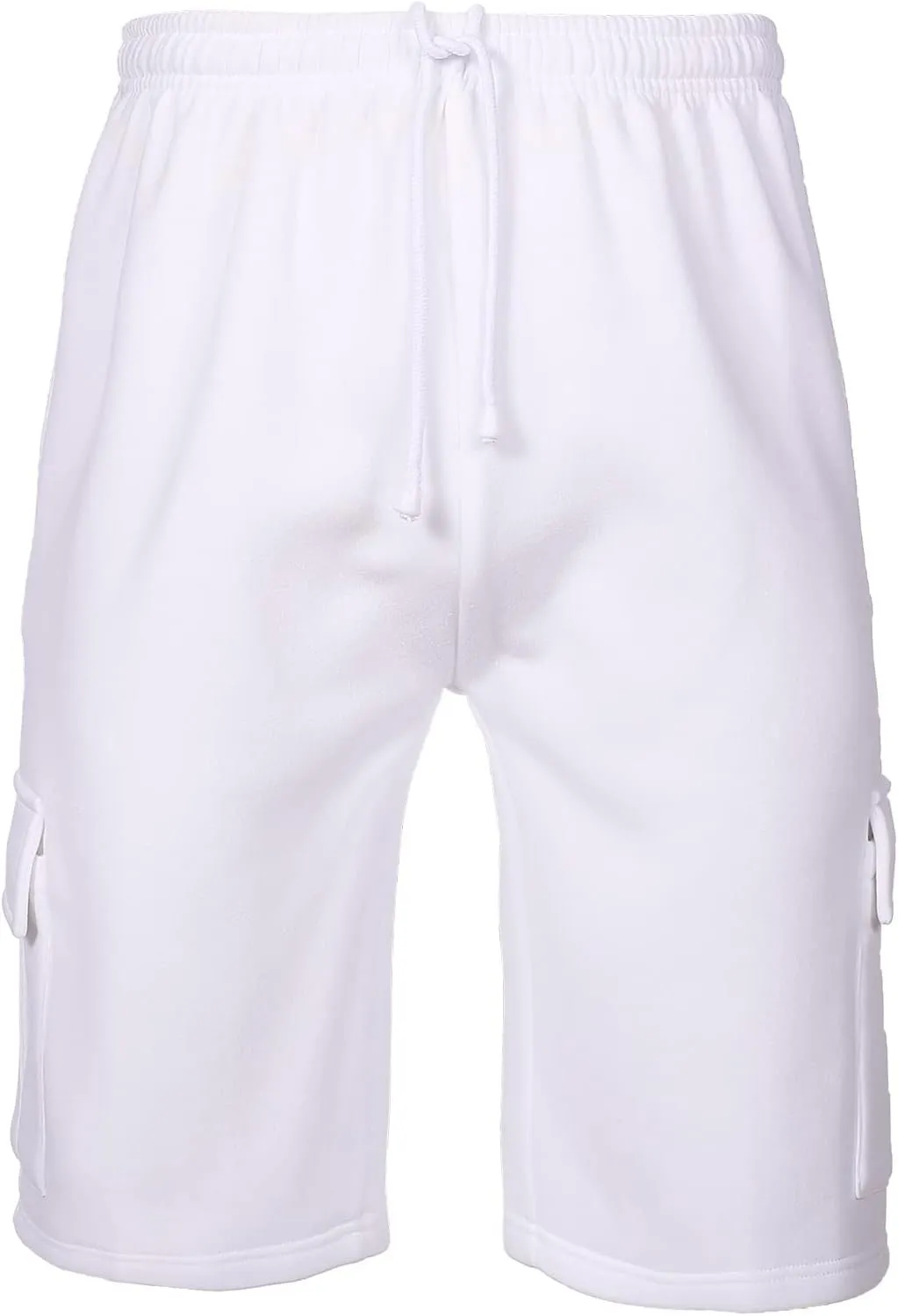 Men's Cargo Sweat Shorts Elastic Waist Drawstring Below The Knee Wokout Jogger Shorts with Multi Pockets