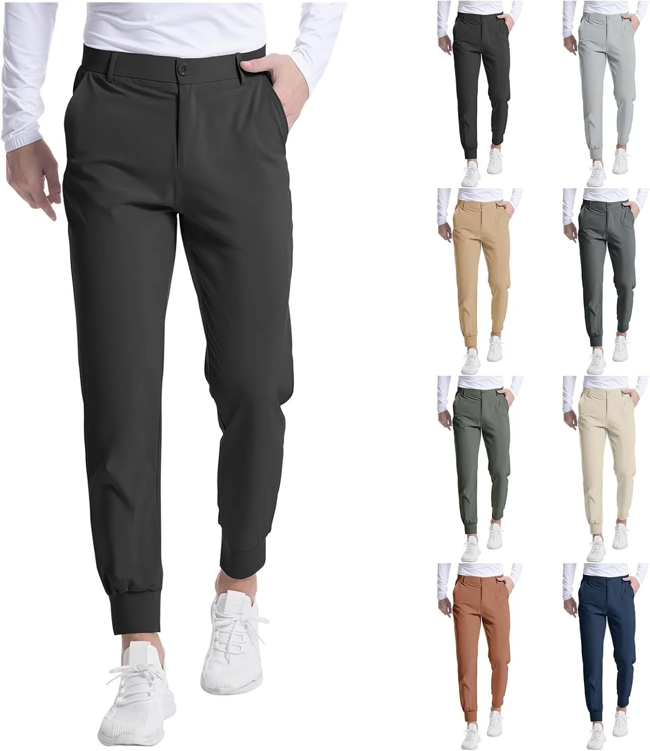 Mens Golf Joggers Pants Lightweight Stretchy Casual Slim Fit Sweatpants Work Dress Running Travel Trouser with Pocket