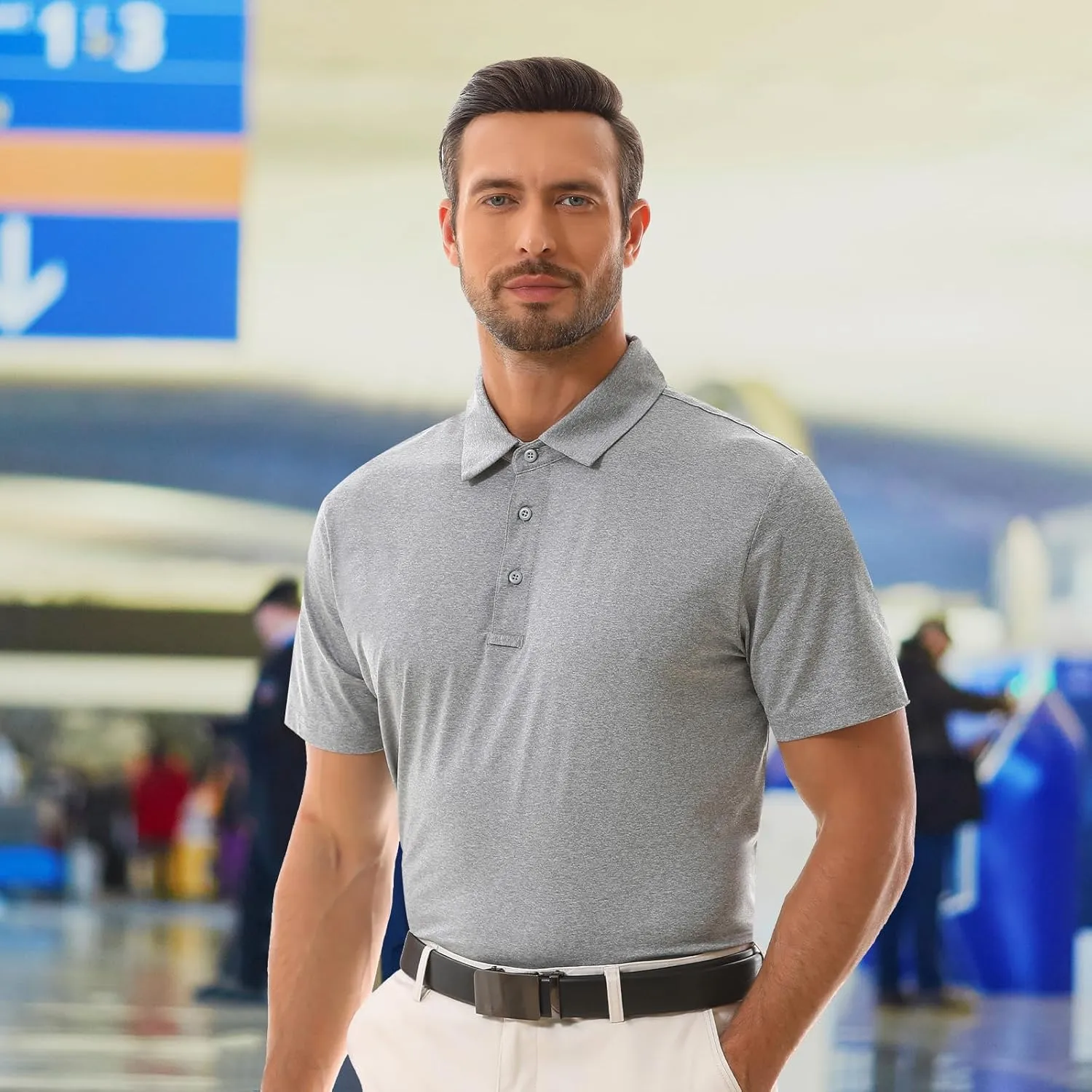 Mens Polo Shirt Quick Dry Performance Short Sleeve Tactical Shirts Golf Shirts for Men