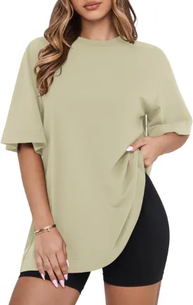 MIHOLL Womens Oversized T Shirts Short Sleeve Crewneck Summer Tops Casual Loose Basic Tees