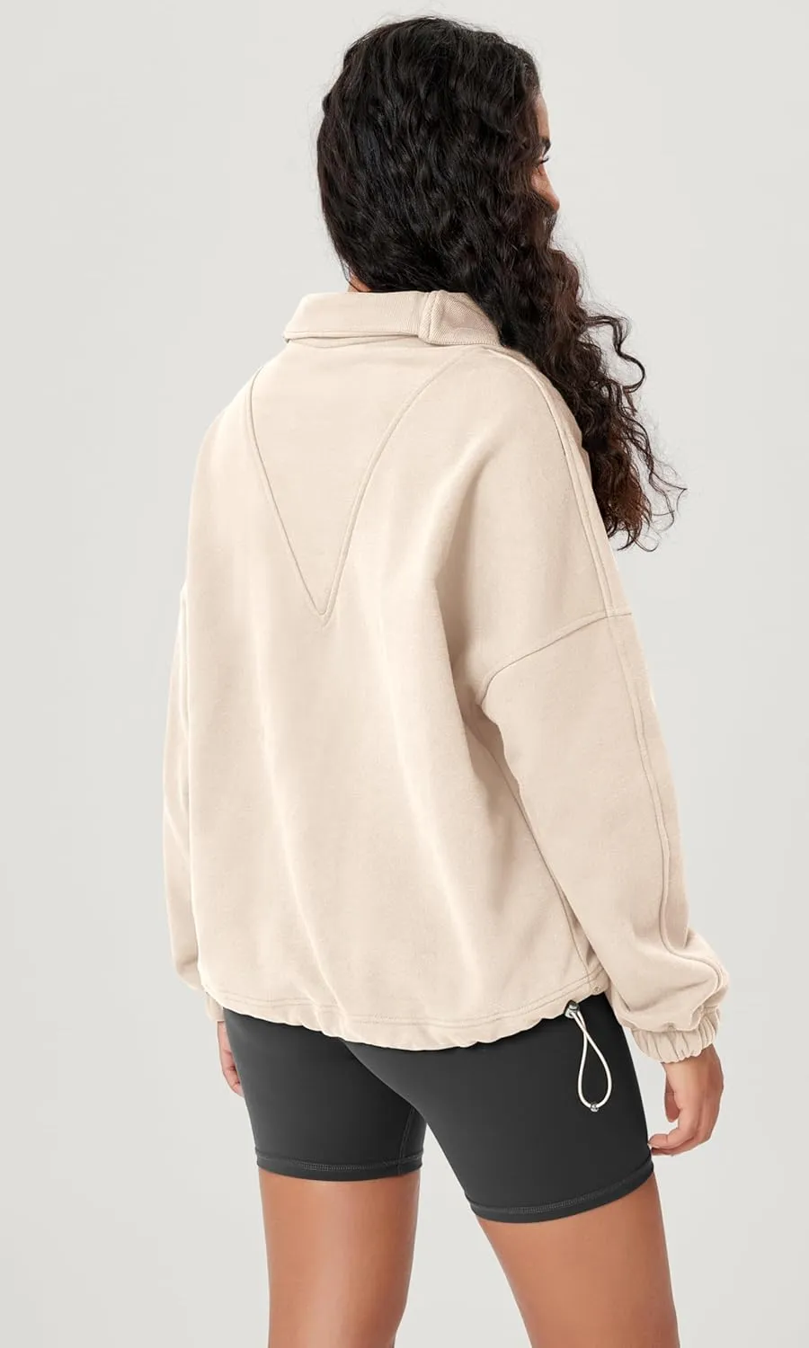 ODODOS Cinchable Sweatshirts for Women Funnel Neck Half Zipper Hoodies Fleece Lined Oversized Pullover