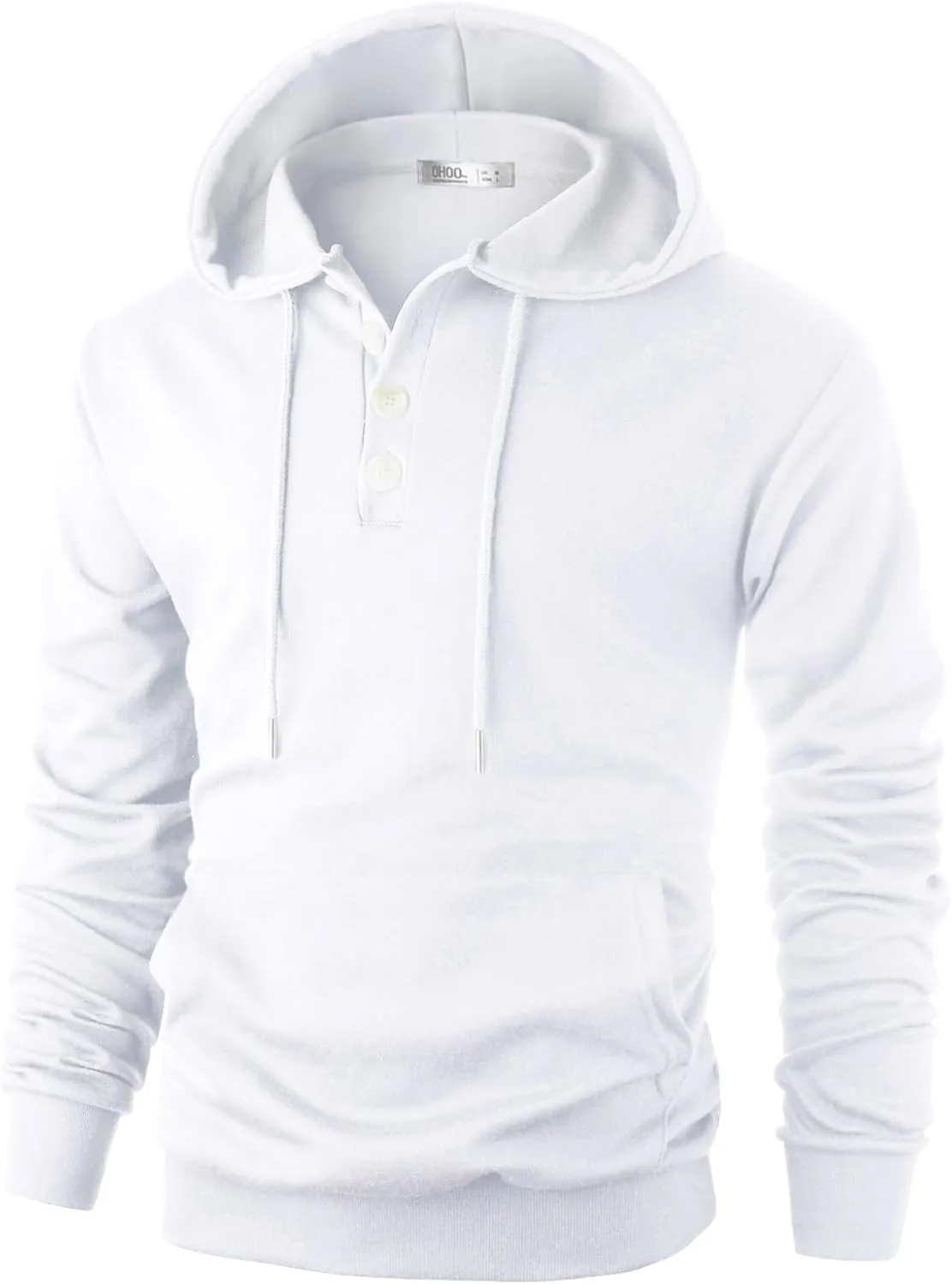 Ohoo Mens Slim Fit Basic Pullover Hoodies Sweatshirt Lightweight Long Sleeve with Kanga Pocket