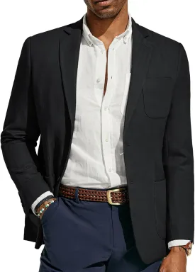 PJ PAUL JONES Men's Blazer Jacket Cotton Linen Sports Coats Regular Fit Two Buttons Herringbone Suit Jackets