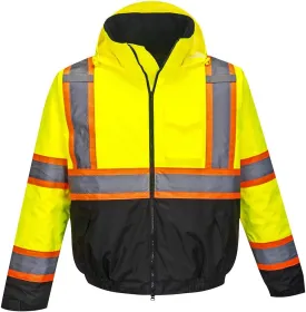 Portwest Hi-Vis Contrast Tape Bomber Viz Insulated Safety Visability Work Wear Rain ANSI 3