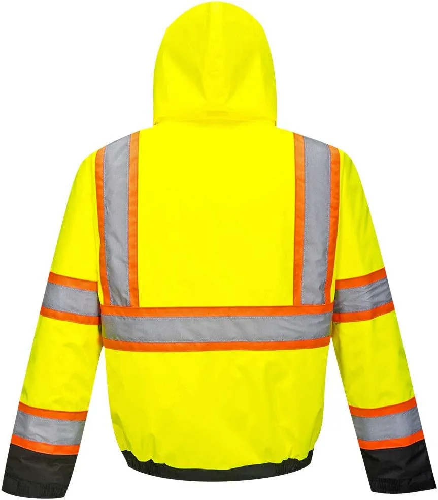 Portwest Hi-Vis Contrast Tape Bomber Viz Insulated Safety Visability Work Wear Rain ANSI 3