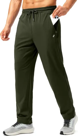Pudolla Men's Athletic Pants with Zipper Pockets Stretch Workout Sweatpants Lightweight Running Joggers for Men
