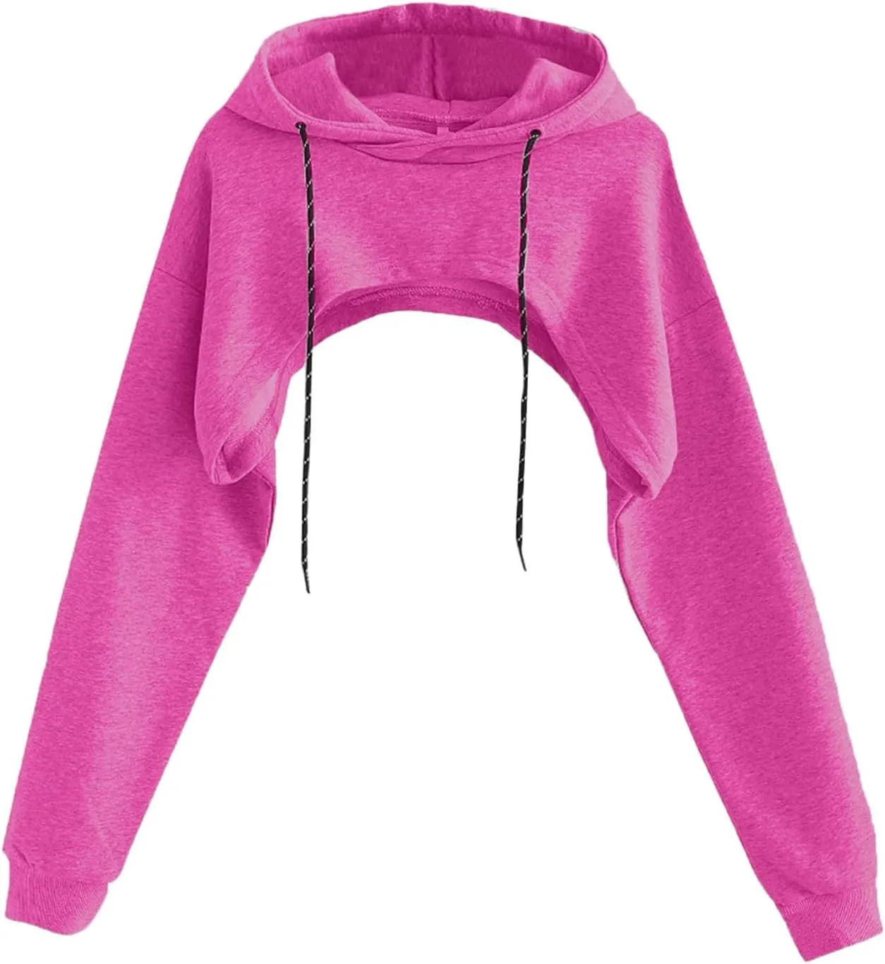 Remidoo Women Super Crop Top Pullover Sweatshirt Long Sleeve Drawstring Hoodie