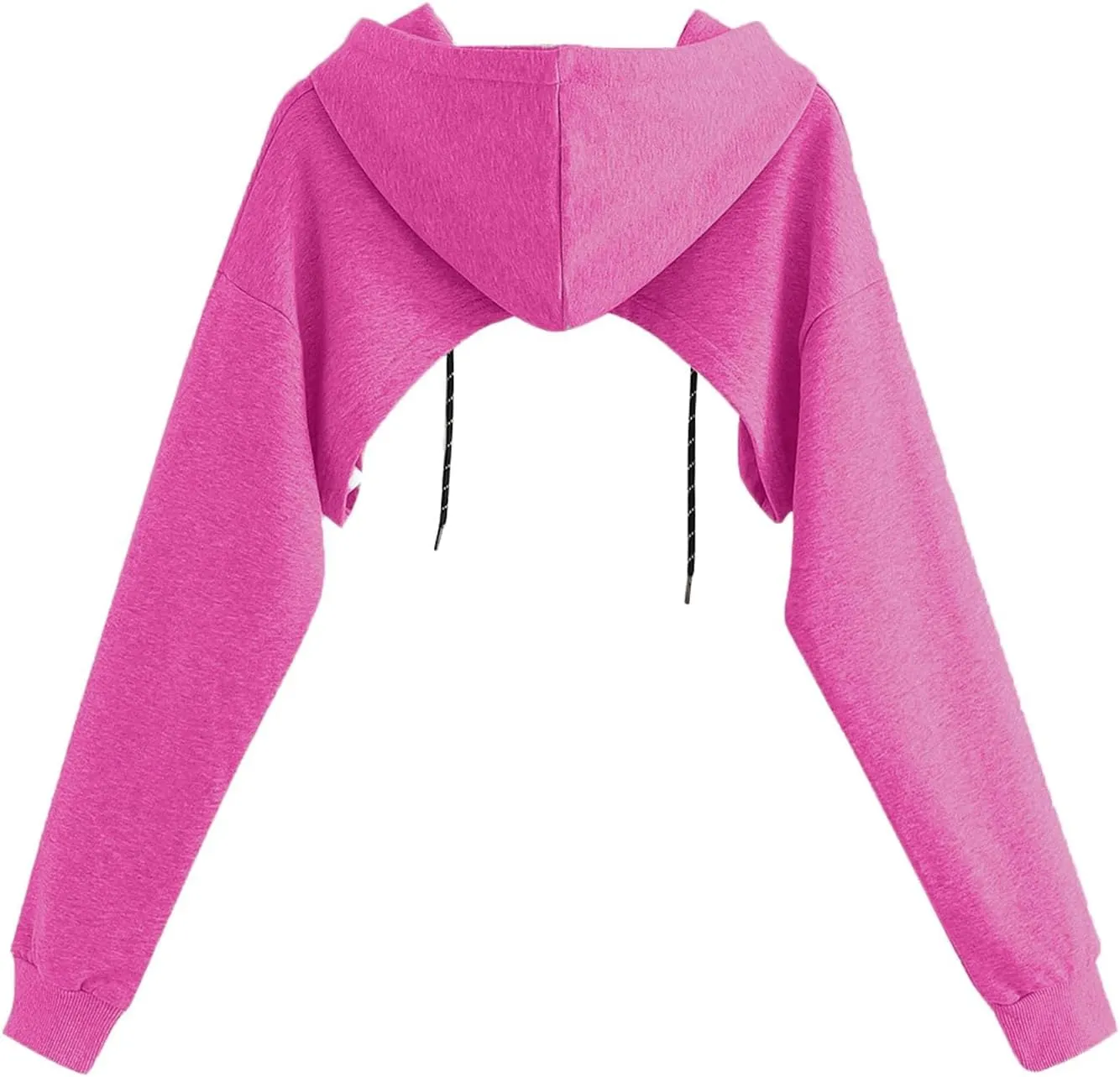 Remidoo Women Super Crop Top Pullover Sweatshirt Long Sleeve Drawstring Hoodie