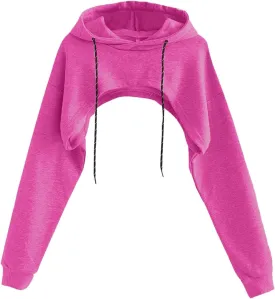 Remidoo Women Super Crop Top Pullover Sweatshirt Long Sleeve Drawstring Hoodie