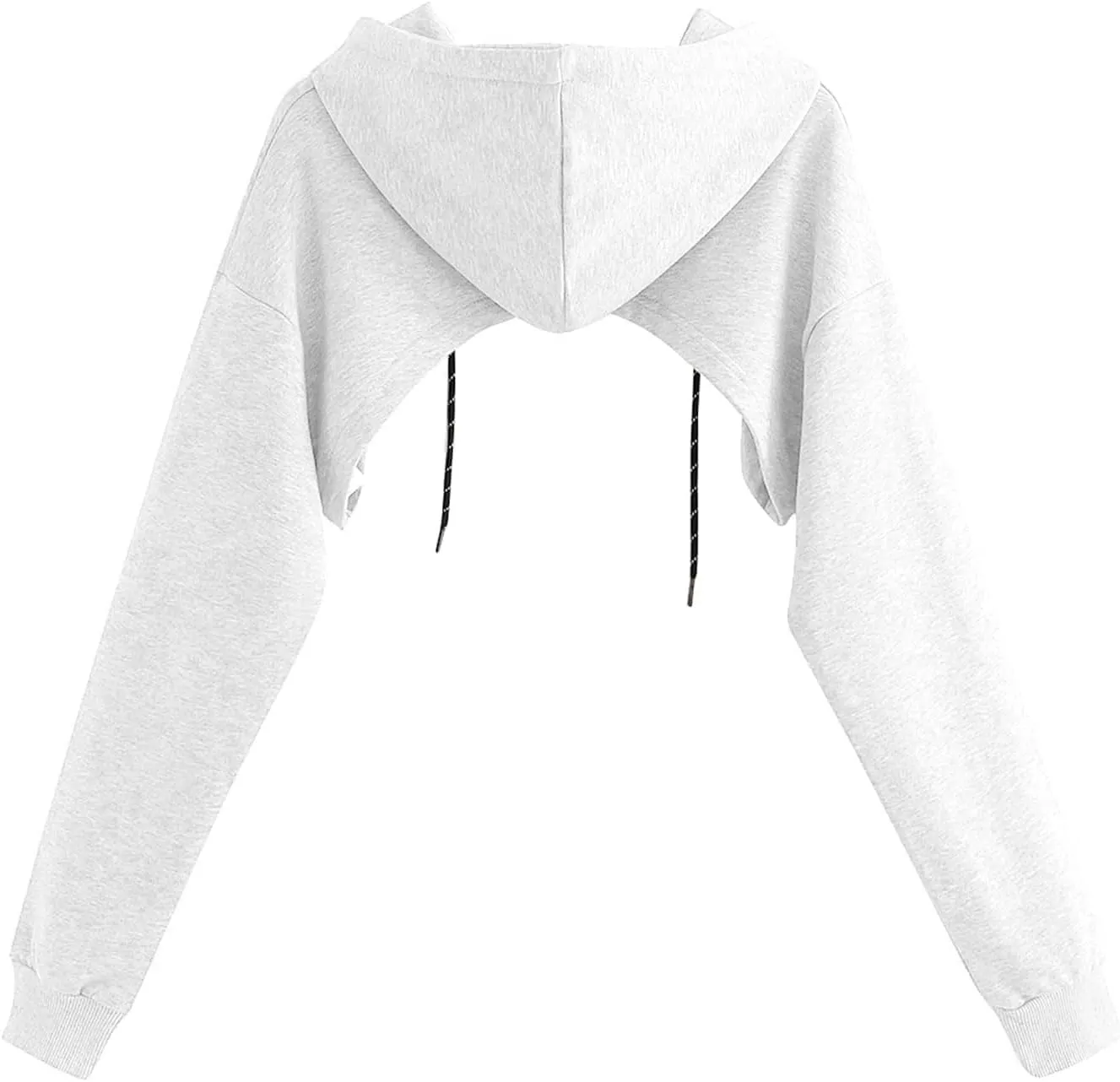 Remidoo Women Super Crop Top Pullover Sweatshirt Long Sleeve Drawstring Hoodie