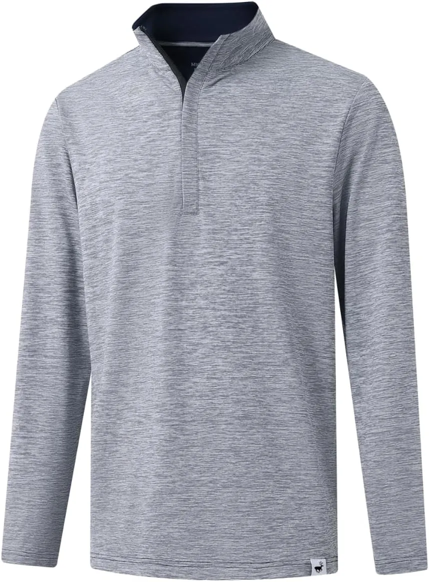 Rouen Quarter Zip Pullover Men Performance Dry Fit Mock Neck Brushed Casual Sports Golf Mens 1/4 Zip Pullover Sweatshirts