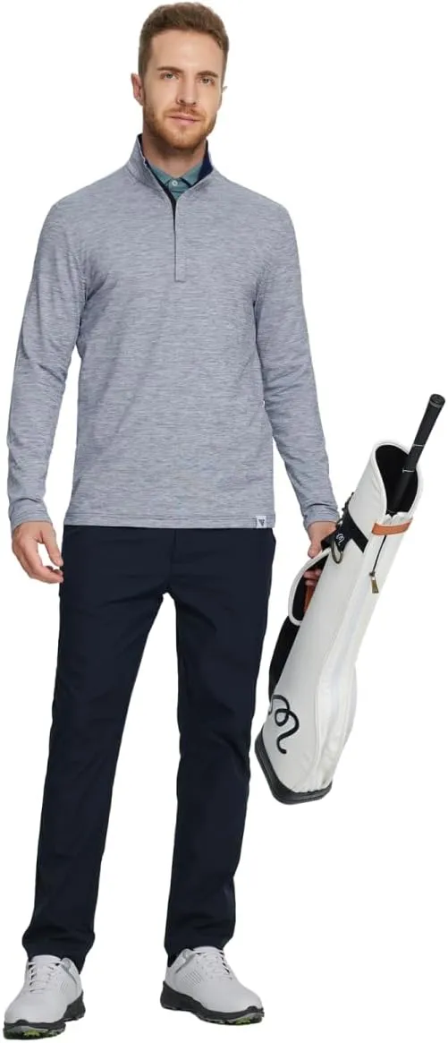 Rouen Quarter Zip Pullover Men Performance Dry Fit Mock Neck Brushed Casual Sports Golf Mens 1/4 Zip Pullover Sweatshirts