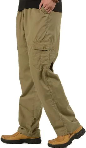 Sobrisah Men's Lightweight Pull on Casual Pants Full Elastic Waist Cargo Work Chef Pants Regular/Loose Fit Style Sweatpants
