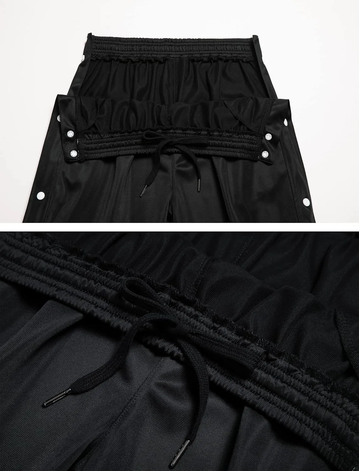 THWEI Mens Tear Away Basketball Pants Casual High Split Snap Button Post Surgery Sweatpants