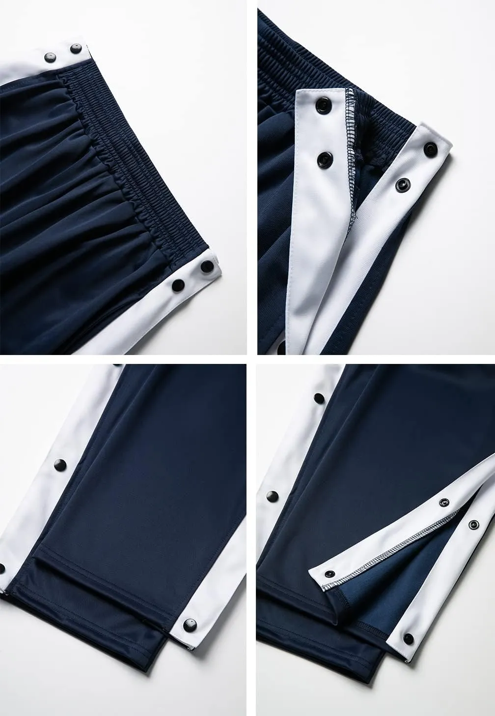 THWEI Mens Tear Away Basketball Pants Casual High Split Snap Button Post Surgery Sweatpants