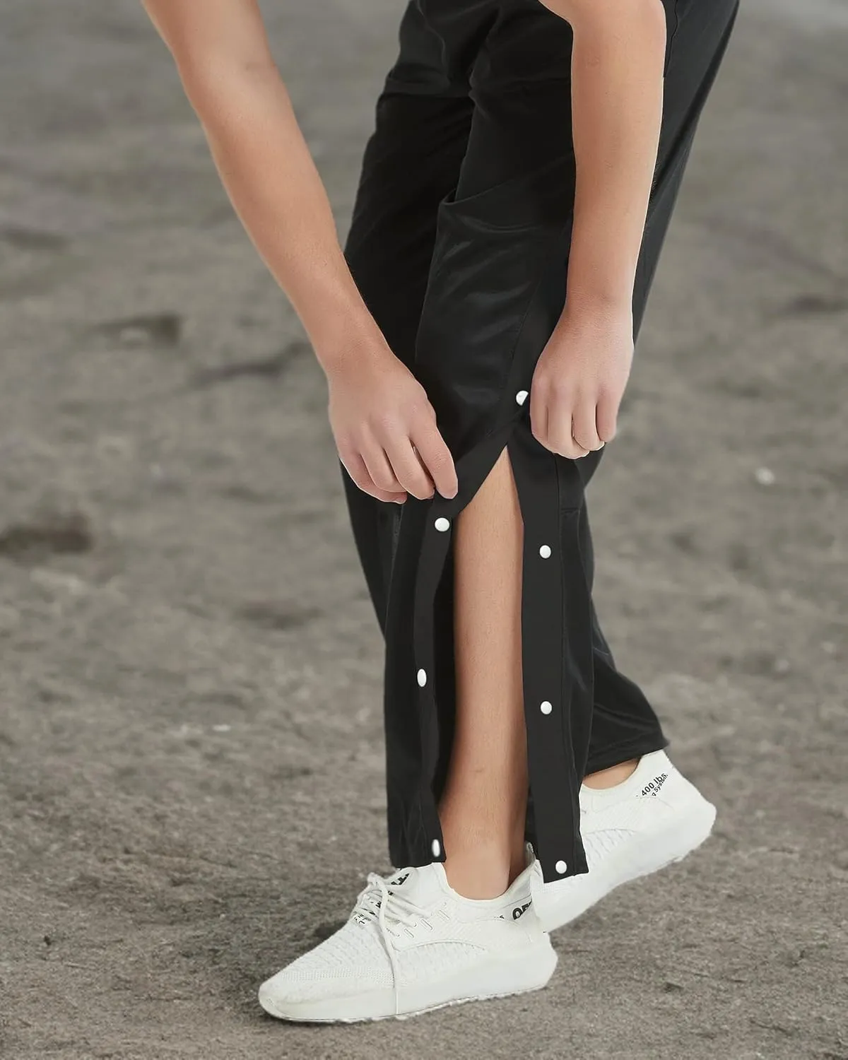 THWEI Mens Tear Away Basketball Pants Casual High Split Snap Button Post Surgery Sweatpants