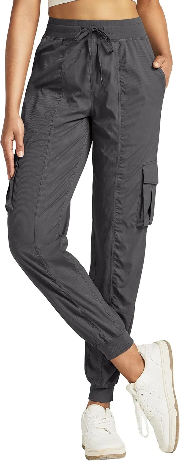 Willit Women's Studio Jogger Cargo Workout Hiking Track Pants Lightweight Athletic Dance Tapered Pants Quick Dry