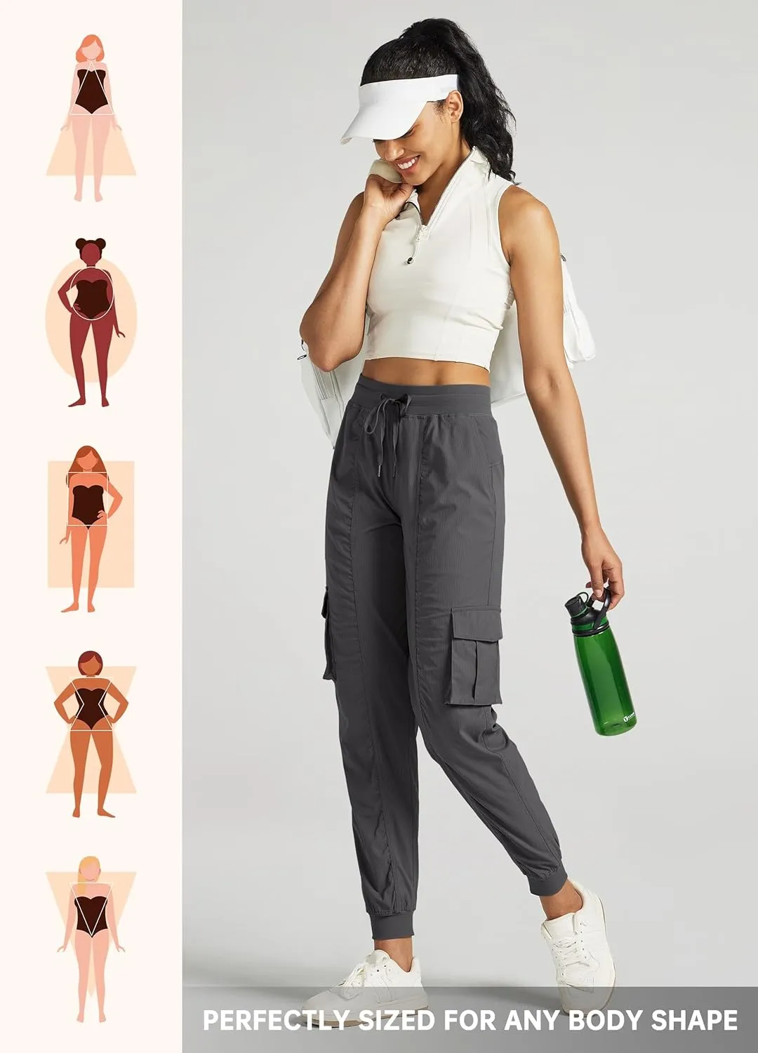 Willit Women's Studio Jogger Cargo Workout Hiking Track Pants Lightweight Athletic Dance Tapered Pants Quick Dry