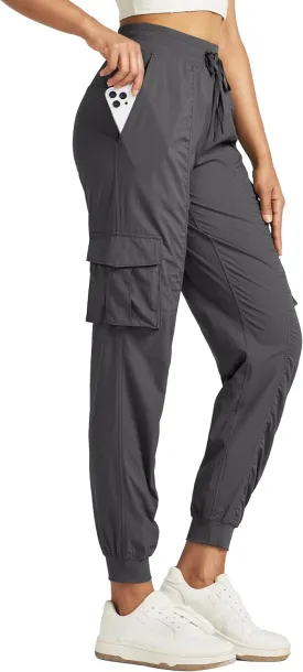 Willit Women's Studio Jogger Cargo Workout Hiking Track Pants Lightweight Athletic Dance Tapered Pants Quick Dry