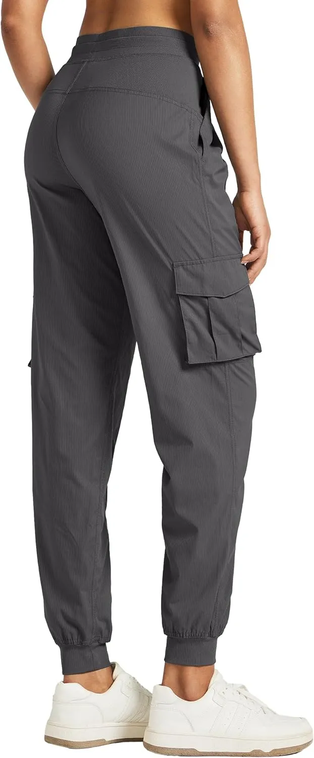 Willit Women's Studio Jogger Cargo Workout Hiking Track Pants Lightweight Athletic Dance Tapered Pants Quick Dry